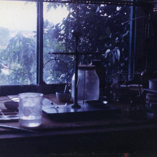 Balanza, mortero y pigmentos